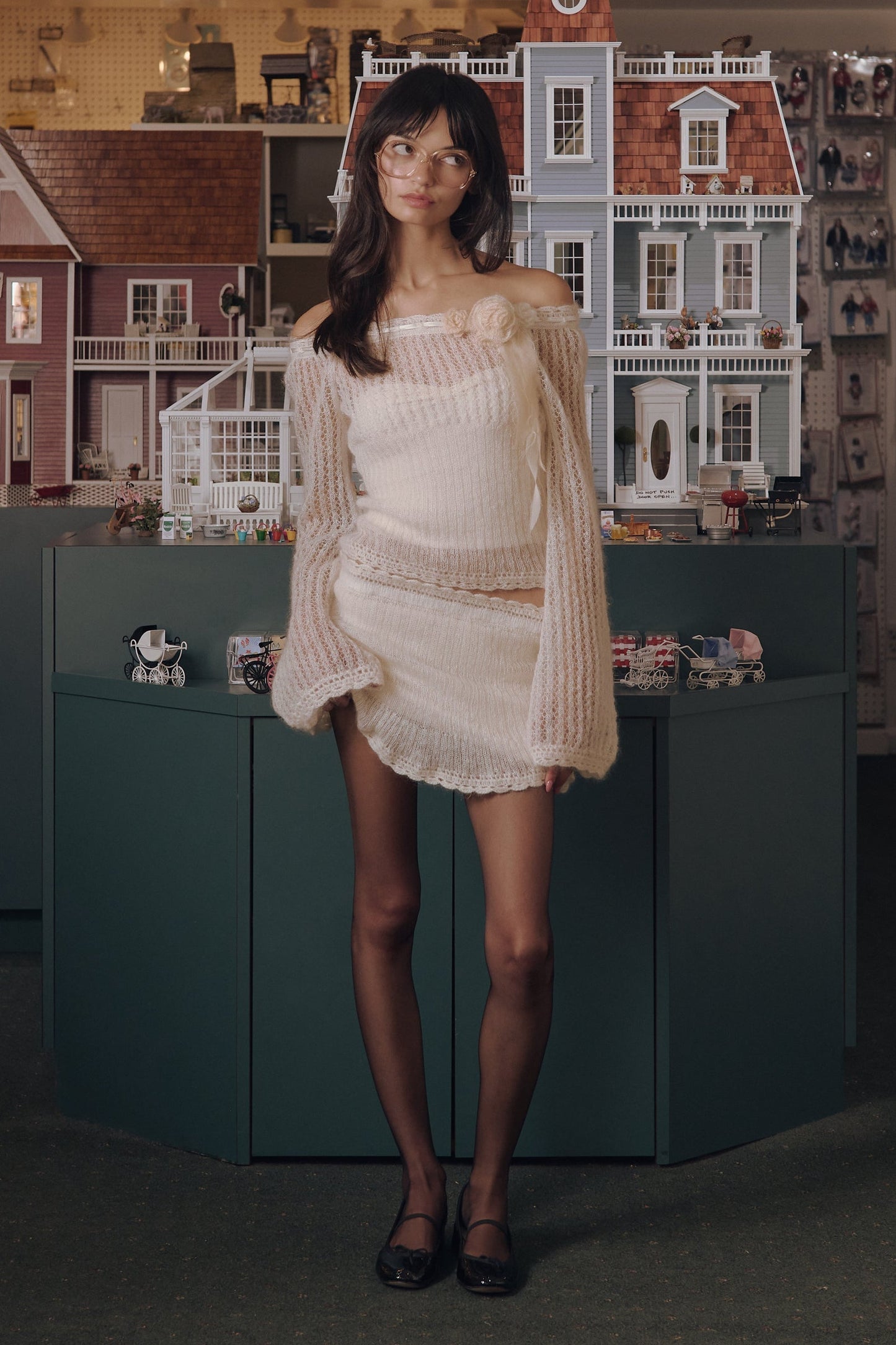 MP Little Lamb Knit Off Shoulder Top | Mini Skirt | Set
