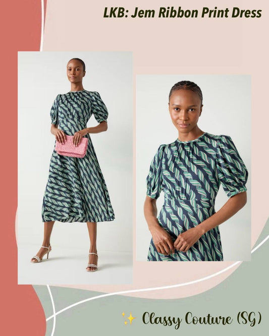 LKB Jem Ribbon-Print Viscose Midi Dress