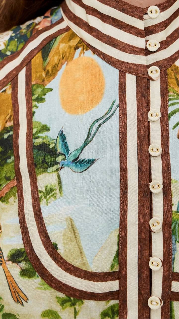 ALM Toucan Tango Yoke Ramie Mini Dress