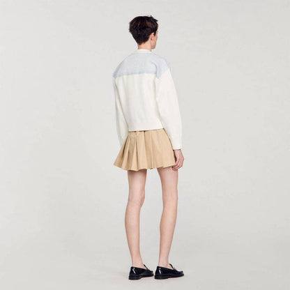 SD Dual-Material Coatigan Bomber Jacket in white/blue