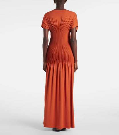 TOT Knife Pleated Viscose Maxi Dress