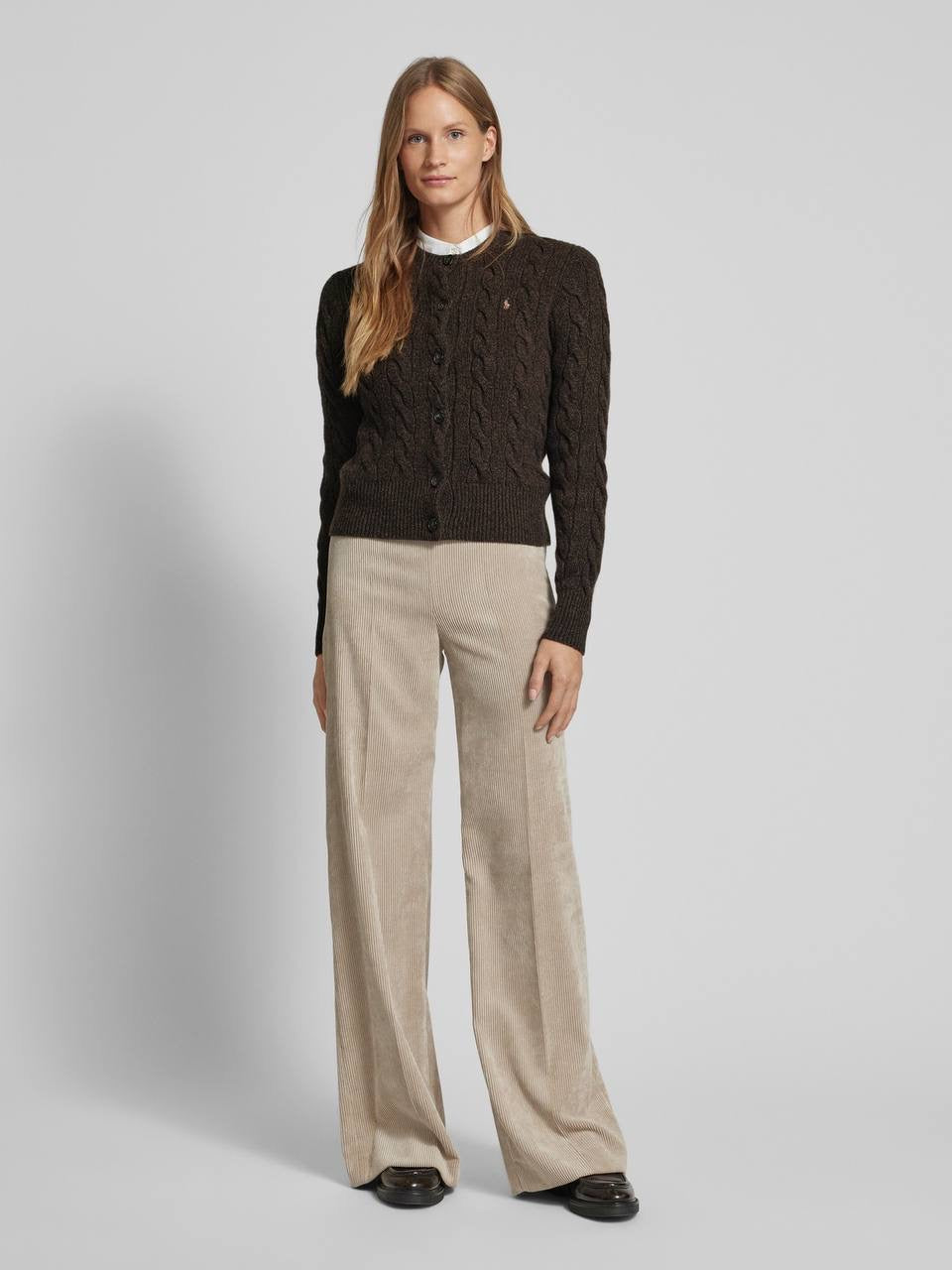 5 Colors! RL Cotton Cable Knit Crewneck Cardigan