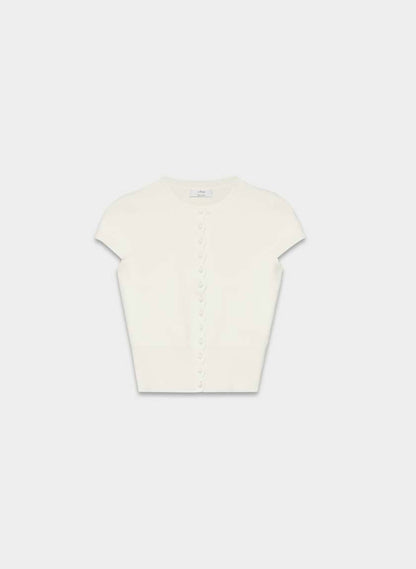 ARZ Storyboard Wonder Yarn Viscose-blend Short-sleeved Cardigan Top