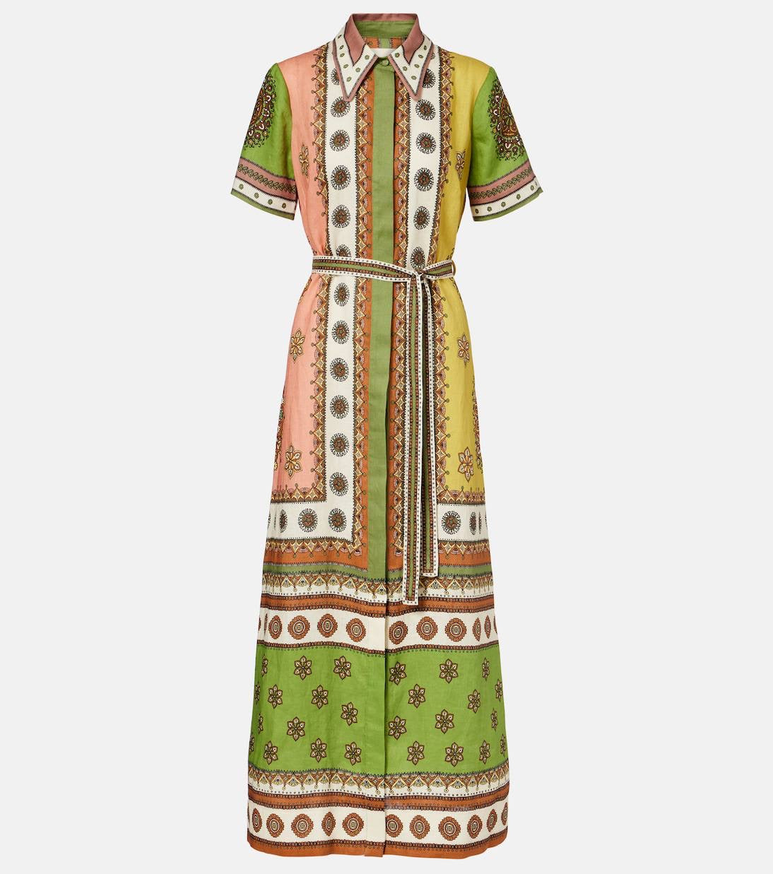 ALM Contina Linen Shirtdress Midi Maxi Dress