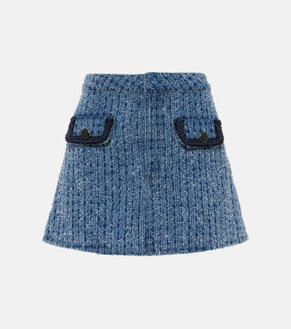 SP Textured Denim Jacket Mini Skirt