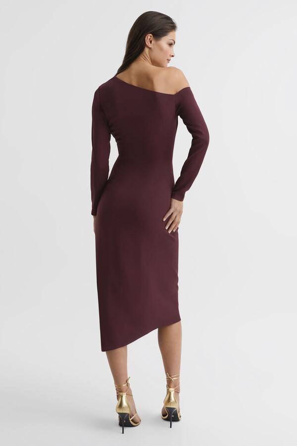 RS Nadia Off-Shoulder Drape Stretch-viscose Midi Dress