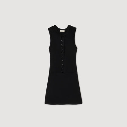 SD Black Rib Knit Cropped Cardigan | Mini Dress | Set