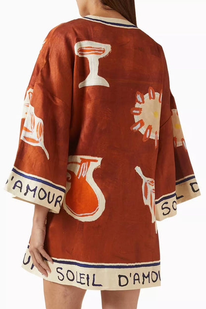 ALM Soleil D'Amour Hemp-silk Wrap Mini Dress / Long Top