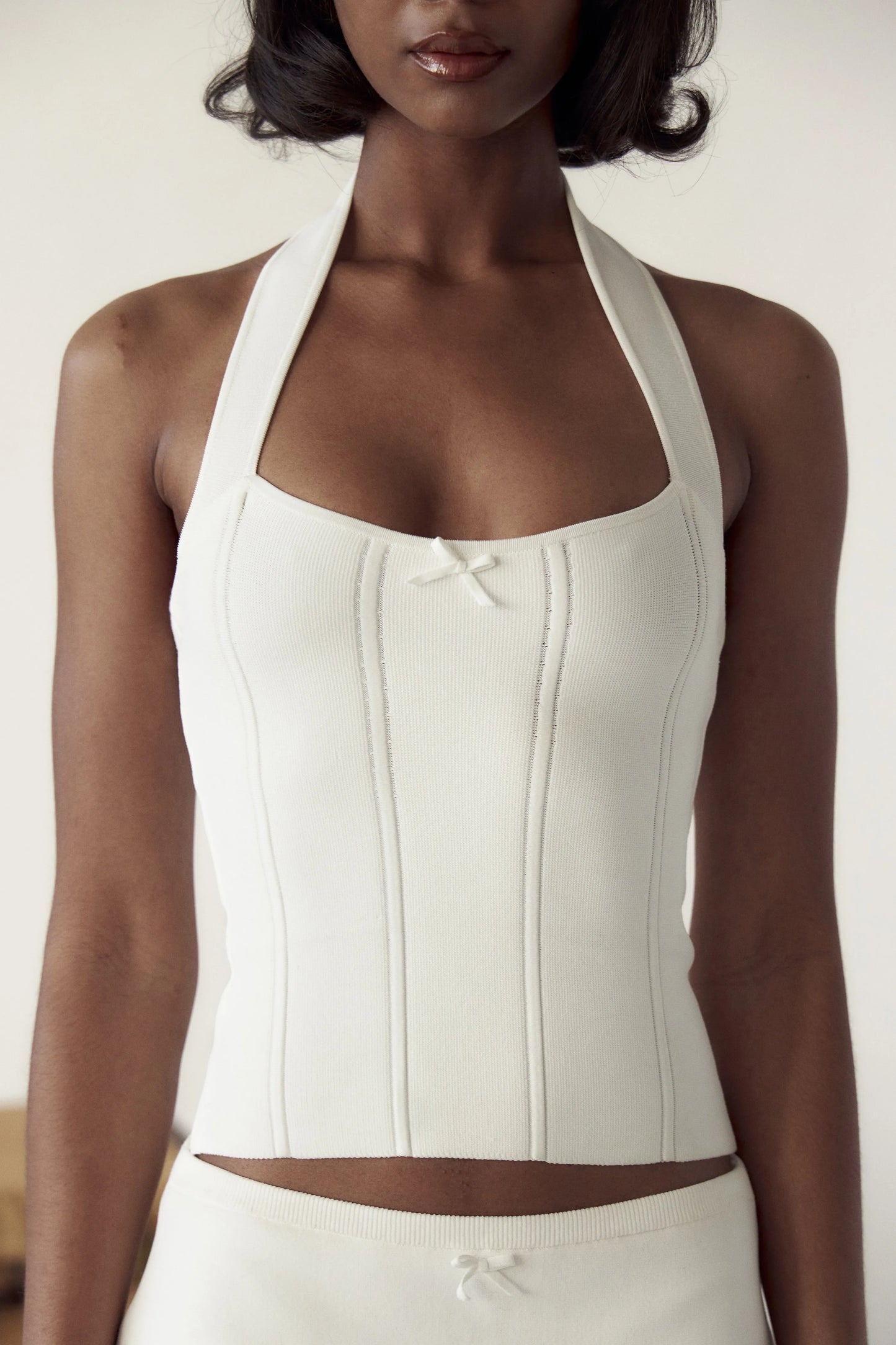 MP The Knit Halter Top | Mini Skort (Skirt w shorts) | Viscose-blend Set