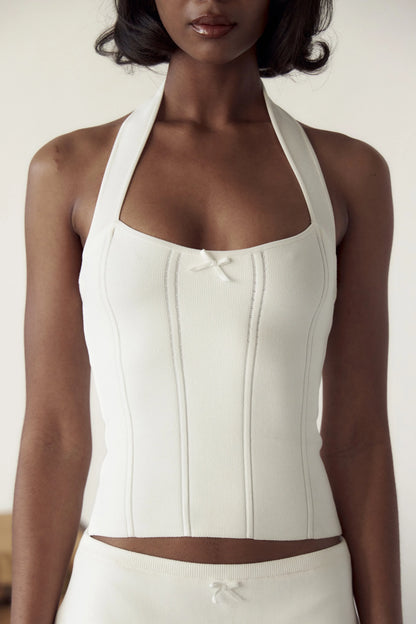 MP The Knit Halter Top | Mini Skort (Skirt w shorts) | Viscose-blend Set