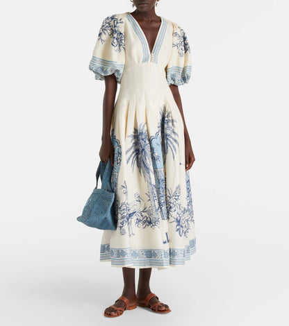 ALM Villa Romantica Linen-Viscose Corset Dress