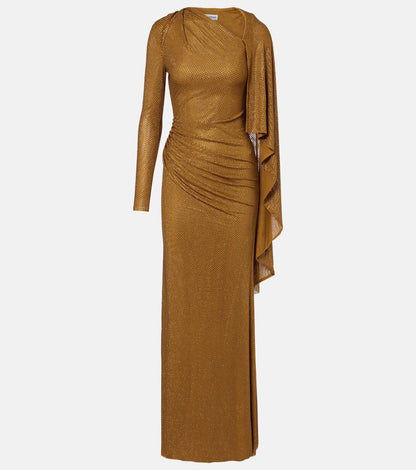 SP Gold Rhinestone Drape Midi Dress