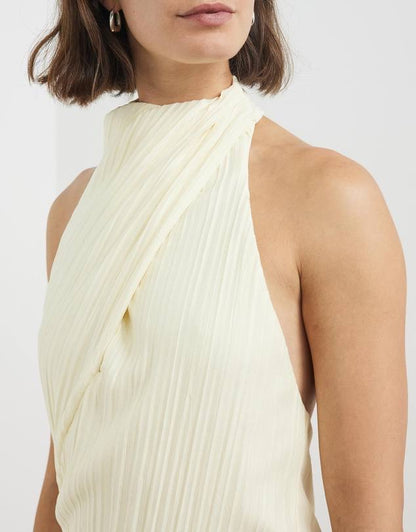 CM Alto Halter Backless Midi Dress