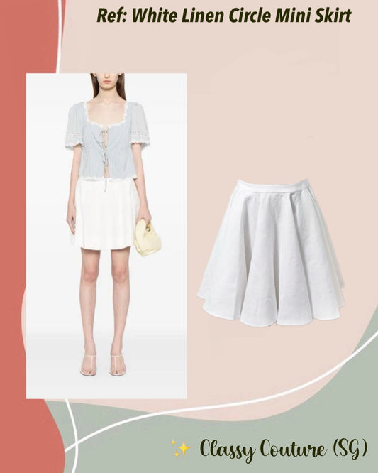 Ref Linen Circle Mini Skirt in White