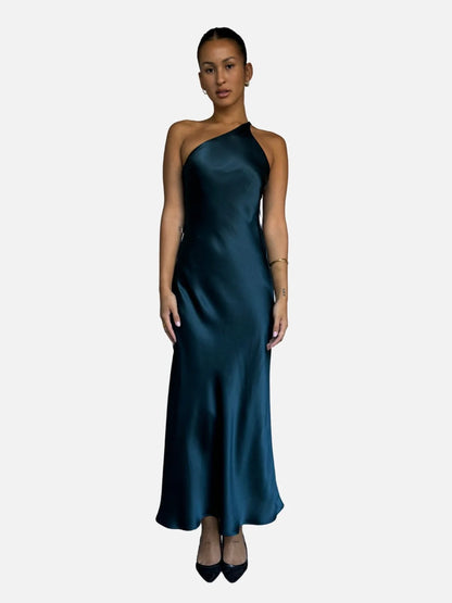 SL Slope Midi Dress One Shoulder Silk