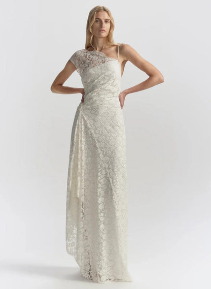 ALC Gia One Shoulder Lace Gown Maxi Dress