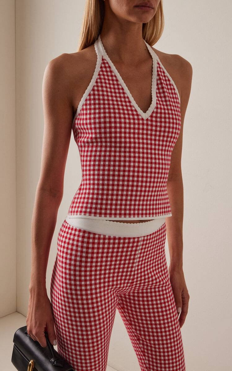 PSE Micah Halter Top | Cardigan | Pants | Shorts | Dress | Viscose-blend Red/white Gingham Check Set