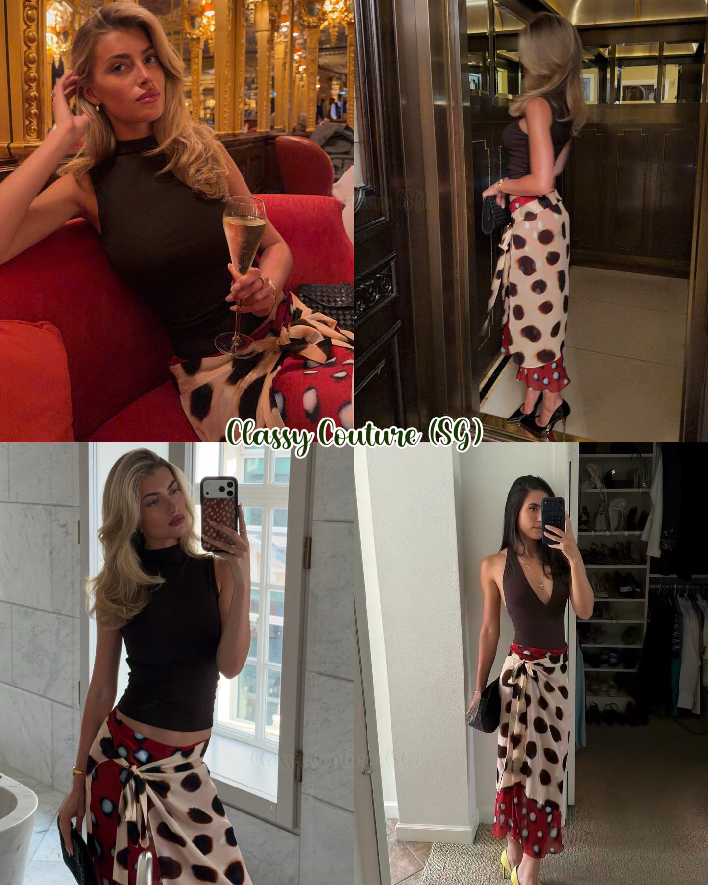 RB Rheta Dot Print Viscose Wrap Midi Skirt