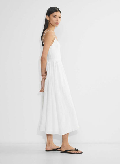 ARZ Influence Linen Midi Dress in White