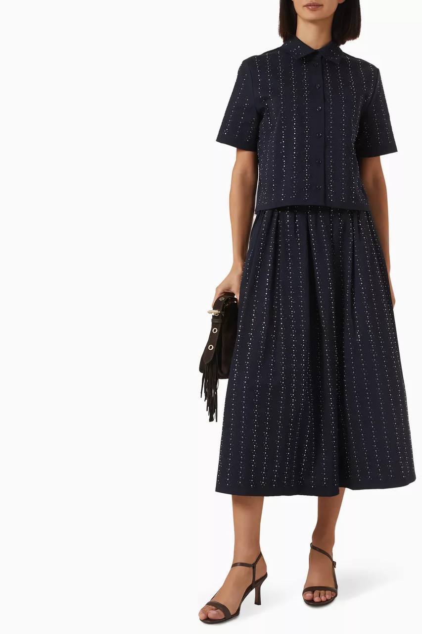 MJ: Cropped Rhinestone Embellished Shirt | Skirt