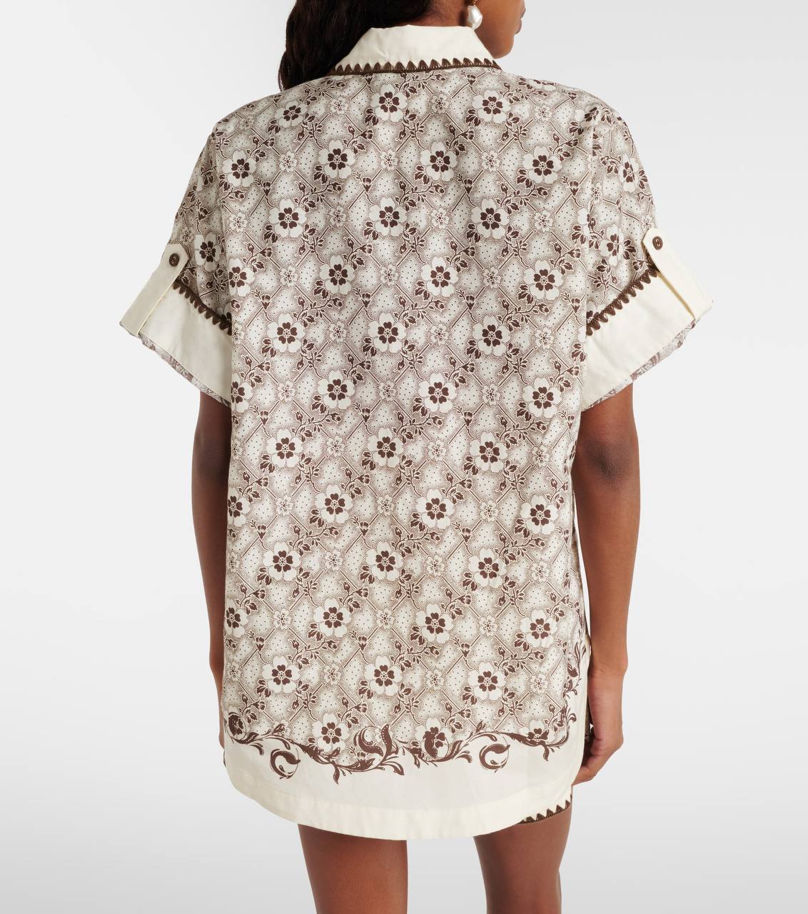 ALM Cream Cotton-silk Shirt | Linen-cotton Shorts | Brown/Cream Paisley floral Set