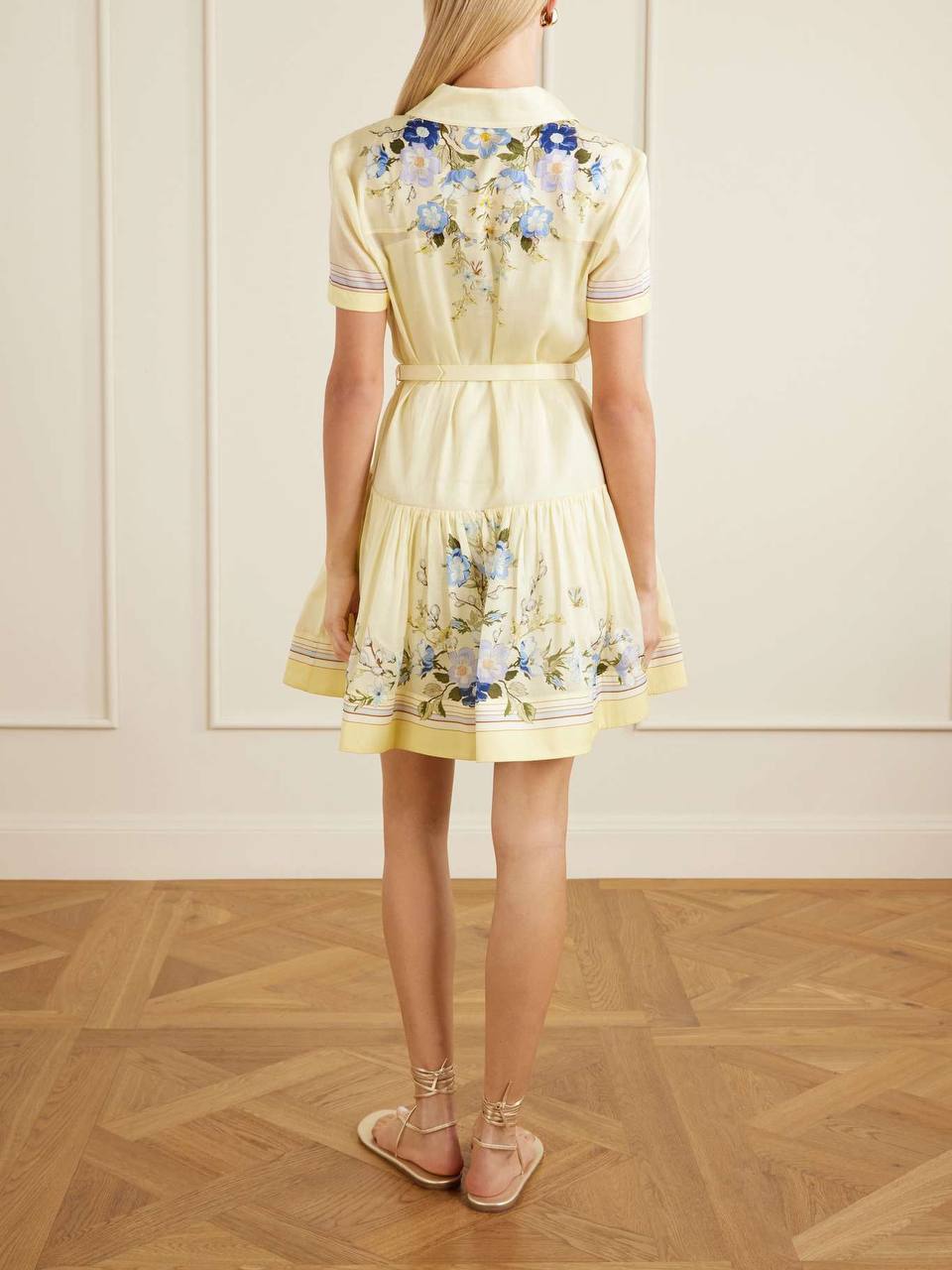 SP Yellow Floral Organza Mini Dress