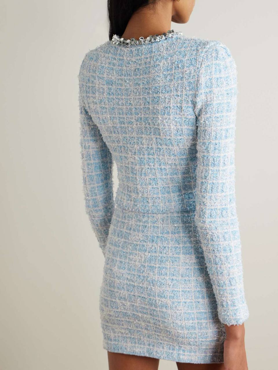 SP Blue Checked Boucle Cardigan | Mini Skirt