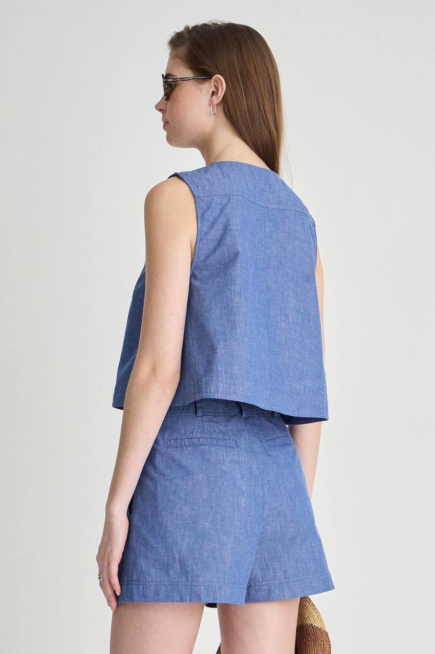 AA Godet Tank | Short Bari Short in Chambray