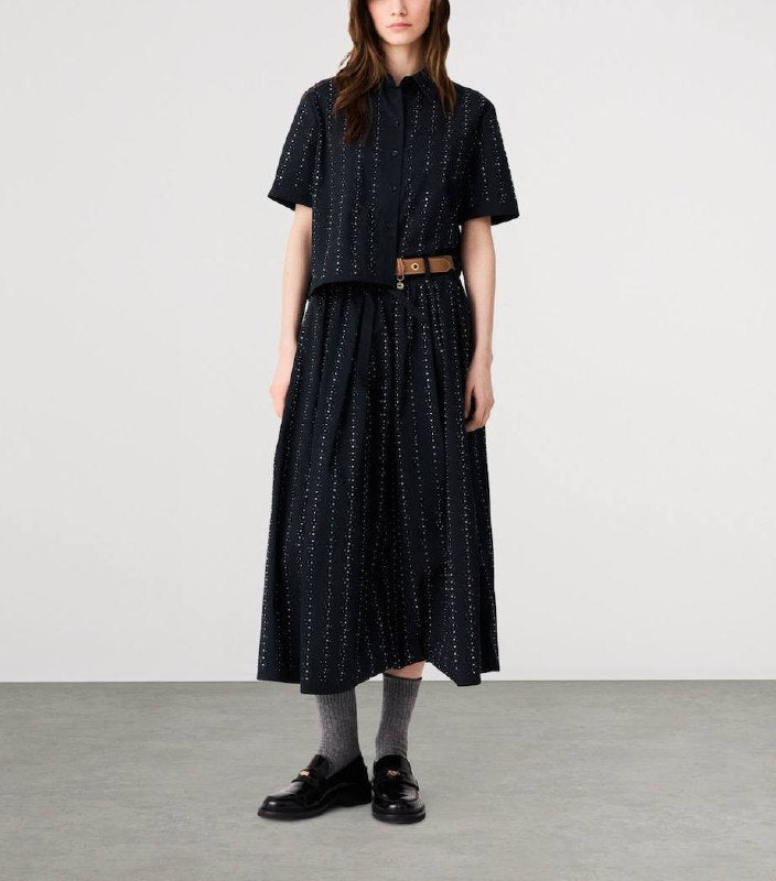 MJ: Cropped Rhinestone Embellished Shirt | Skirt