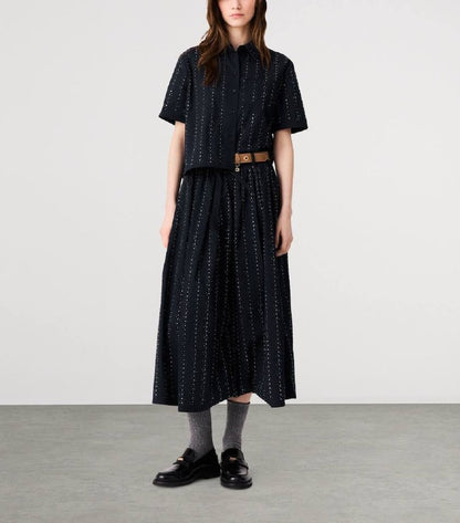 MJ: Cropped Rhinestone Embellished Shirt | Skirt