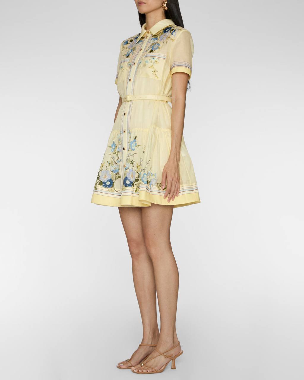 SP Yellow Floral Organza Mini Dress