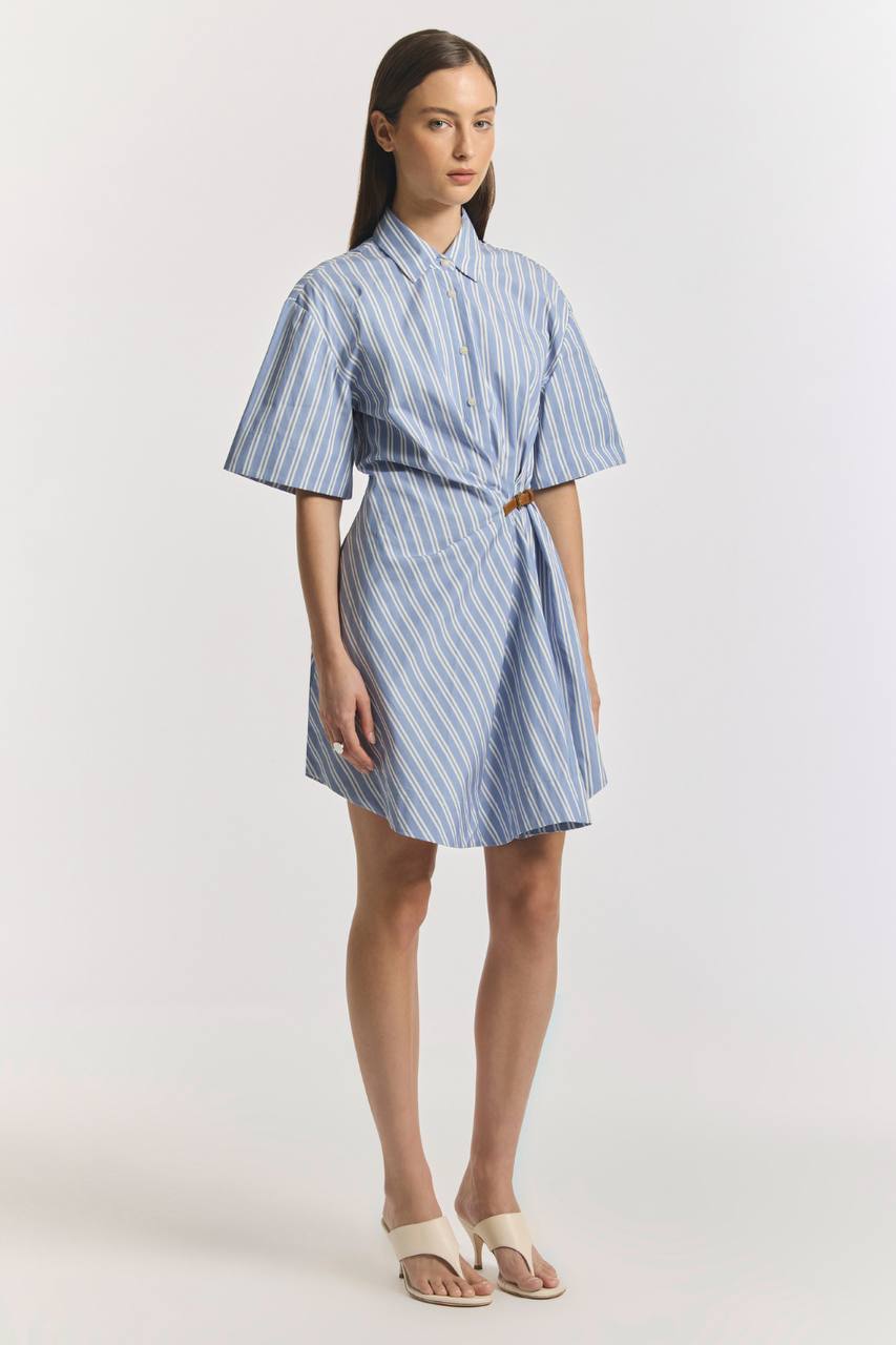 VW Peaches Mist Stripe Cotton Mini Dress Shirtdress