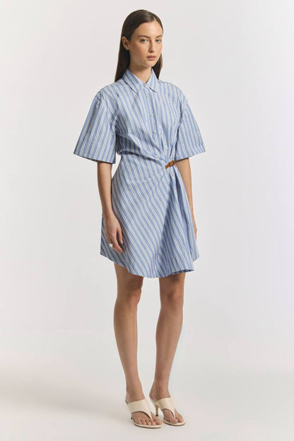 VW Peaches Mist Stripe Cotton Mini Dress Shirtdress