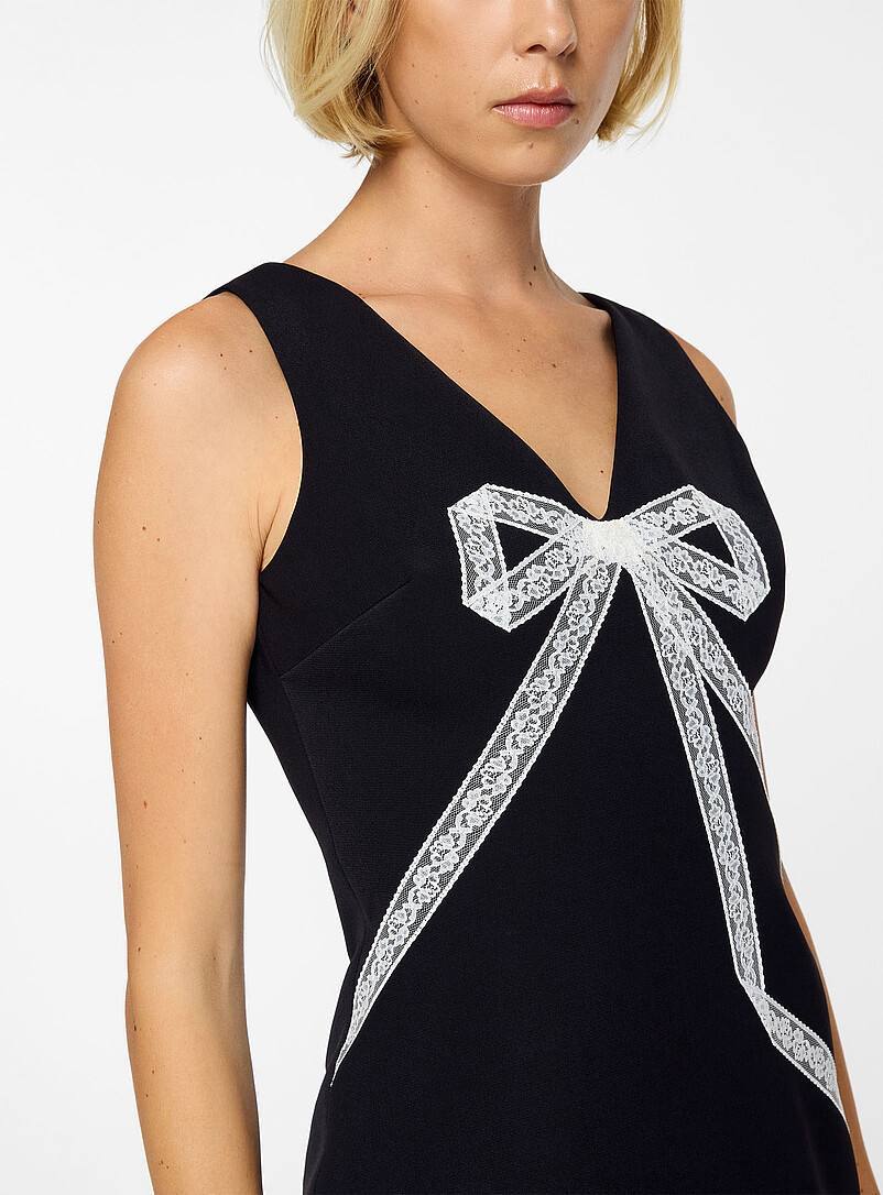 SP Crepe Lace Bow Mini Dress