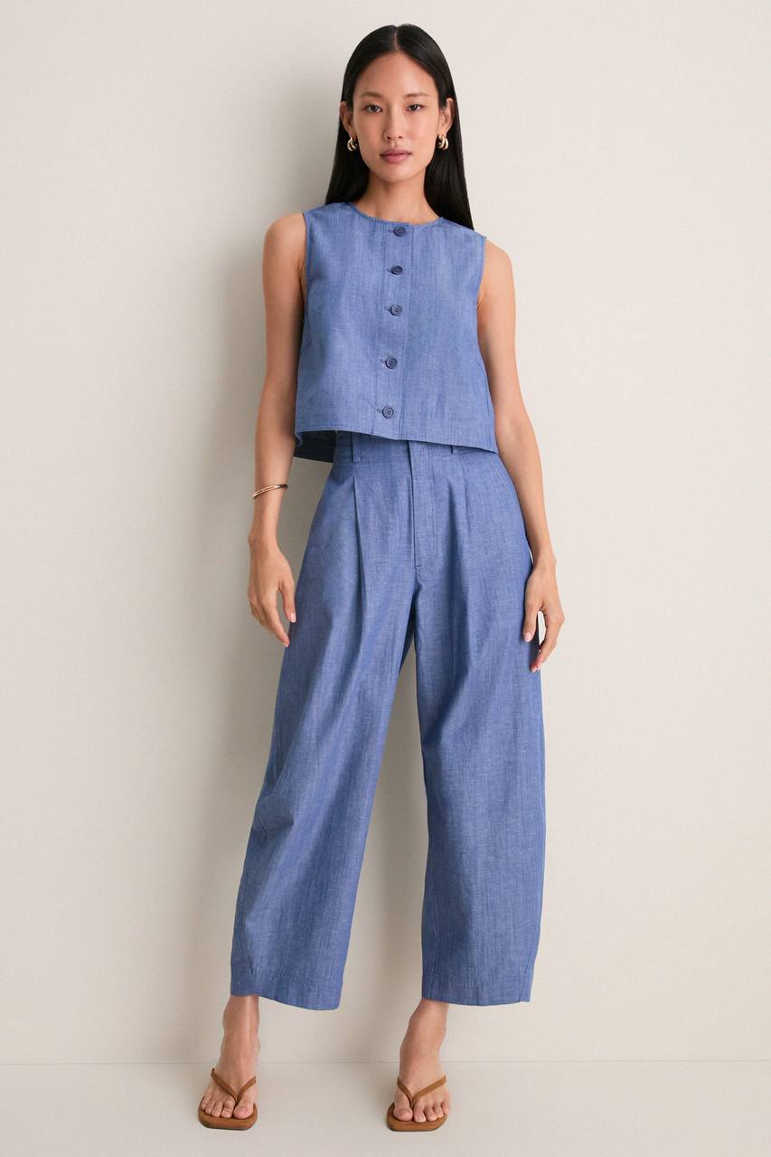 AA Godet Tank | Short Bari Short in Chambray