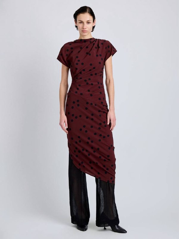 PS Ren Dress in Printed Dot Stretch Viscose