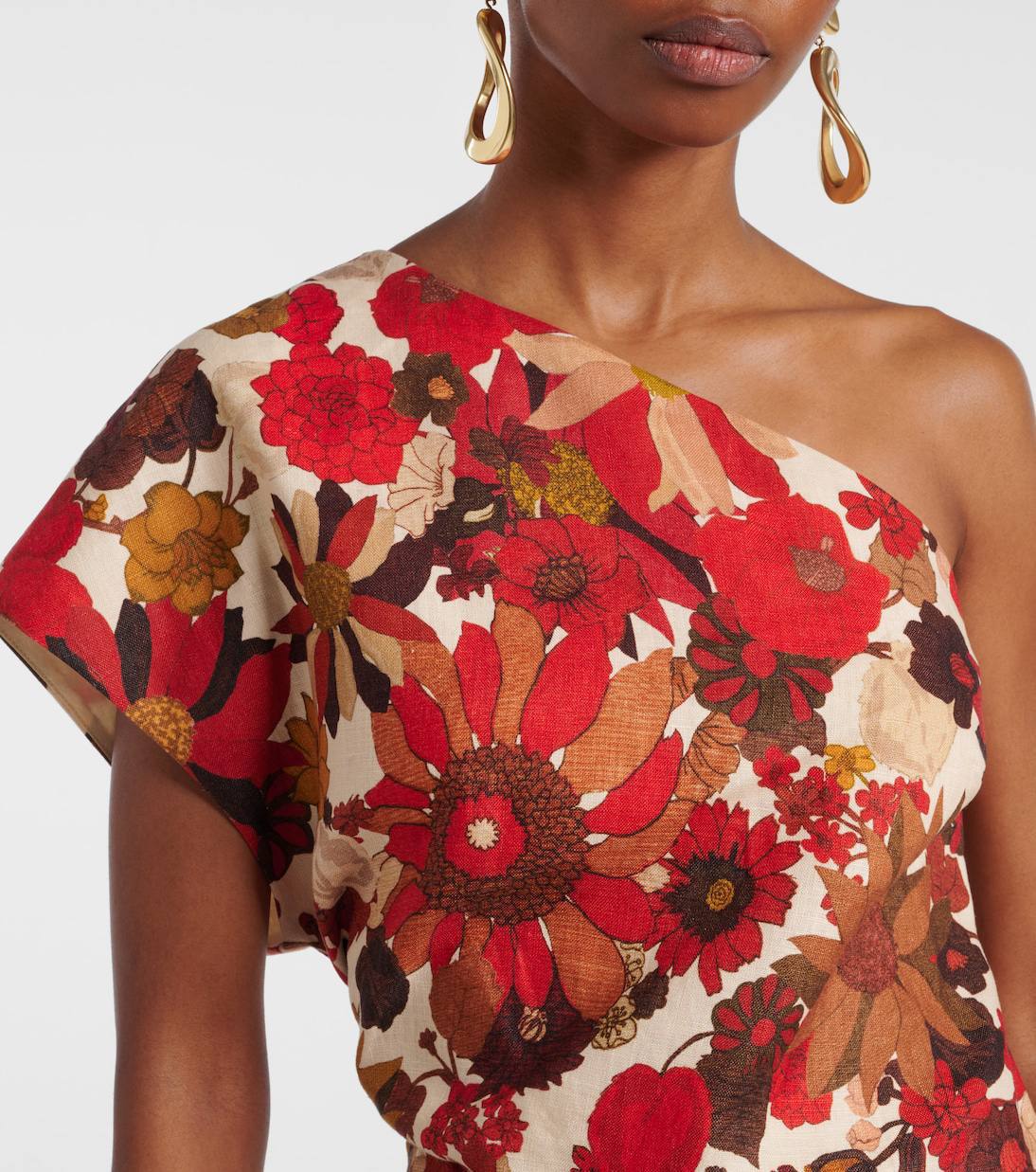 STL Belleto One-shoulder Cropped Shirt Top | Gathered Midi Skirt | Linen Set