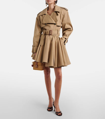SP Tan Asymmetrical Cotton Mini Skirt