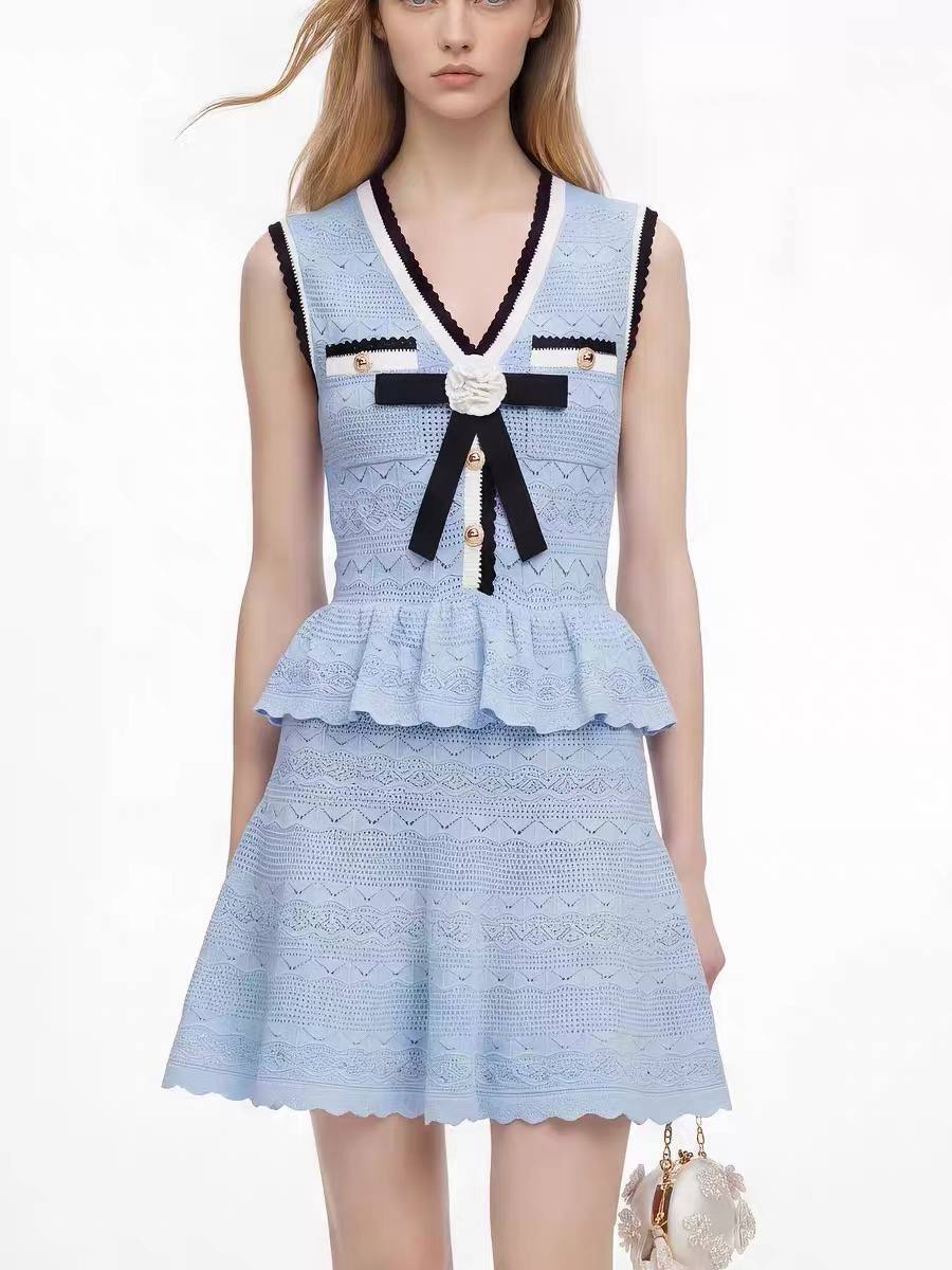 SP Peplum Pointelle Knit Mini Dress