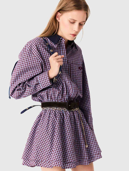 MJ: Ritilona Rhinestone Checked Mini Dress