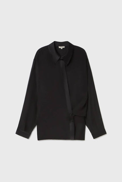 SL 8-Momme Silk Chiffon Crossover Shirt
