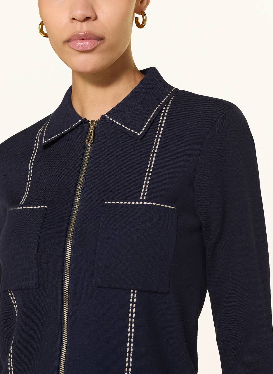 RS Ivy Stitch-Detail Zip-Through Cardigan