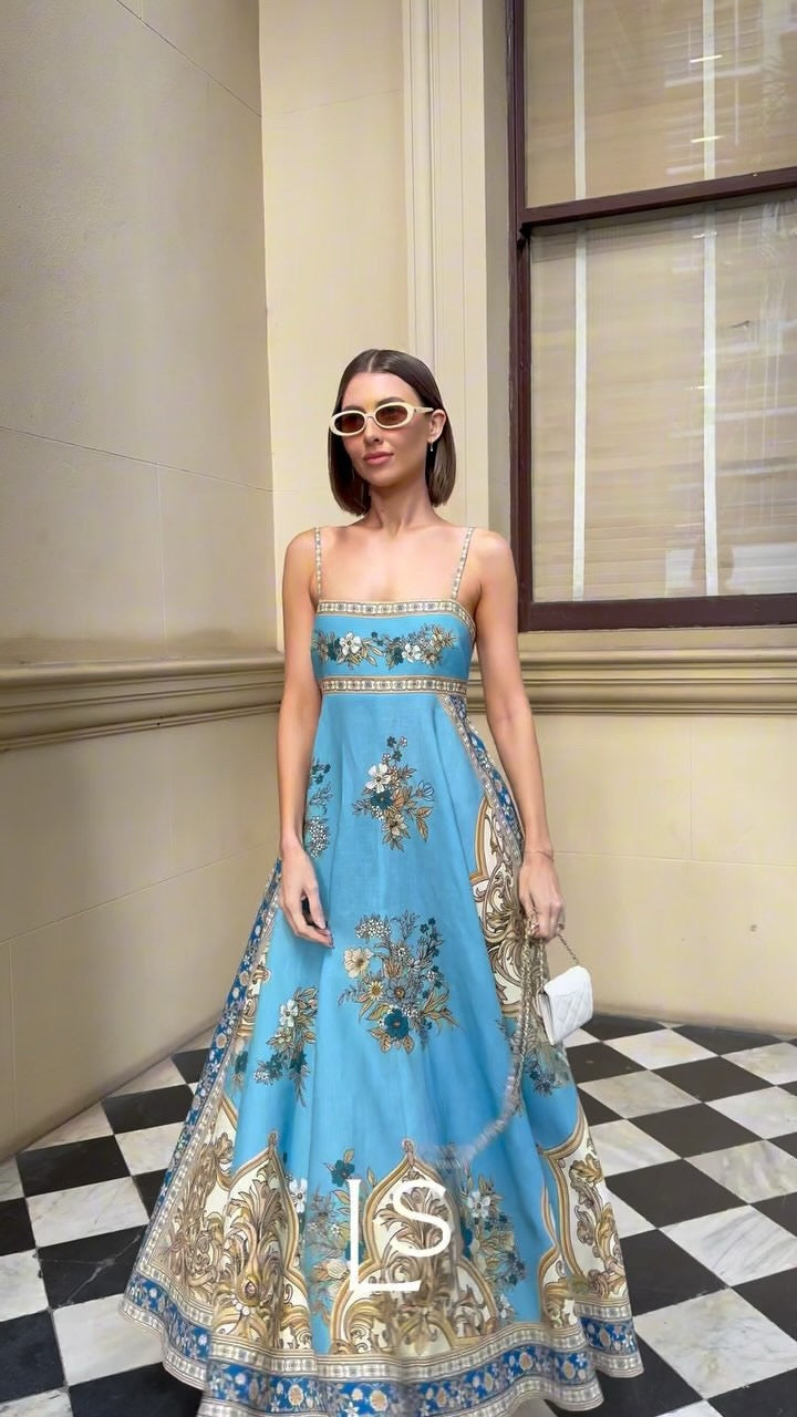 ALM Cassie Linen Midi Dress Sundress