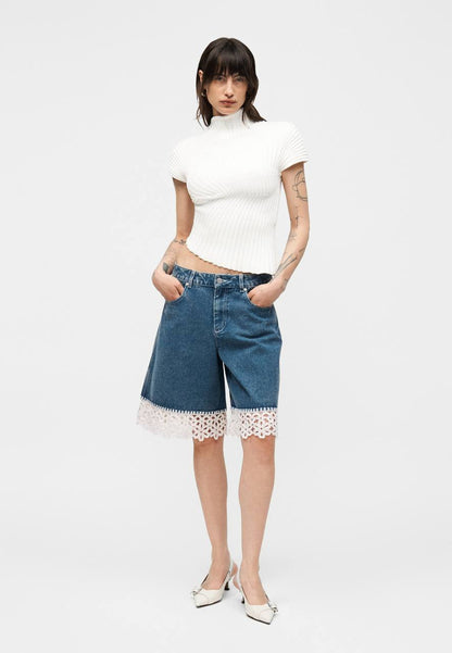 Preorder! SE Stasia Denim Crochet Jean Bermudas Long Shorts Jorts