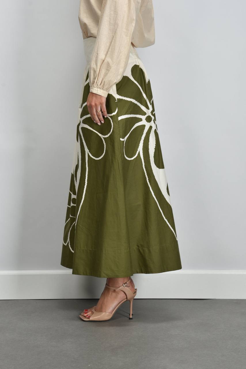 FR Palermo Botanical Cotton Midi Skirt