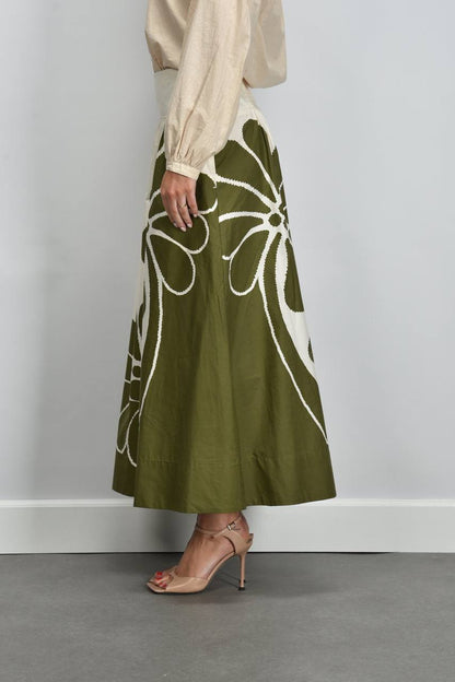 FR Palermo Botanical Cotton Midi Skirt