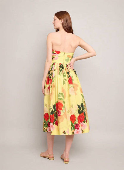 CC Daria Strapless Cotton Midi Dress