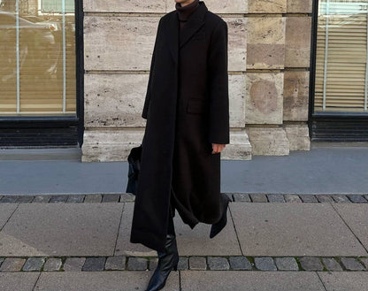 HL Raye Wool Long Coat in Black & Brown