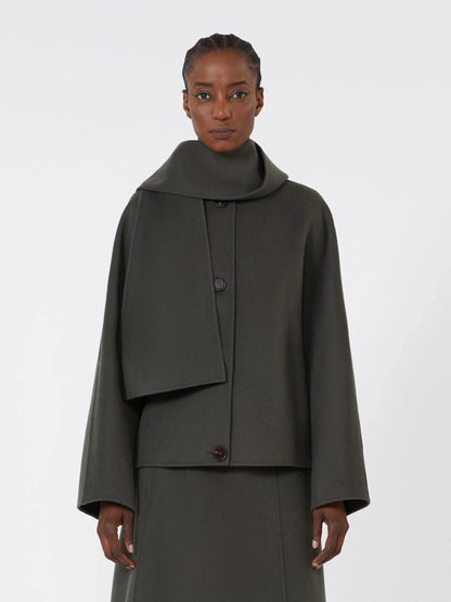 2 Colors! MM Kate Cropped Jacket (w Detachable Scarf) | Flared Midi Skirt | Double-Sided Wool Set