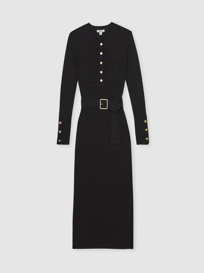 RS Willow Buttoned Rib Knit Midi Dress